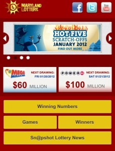 MD Lottery Mobile Website