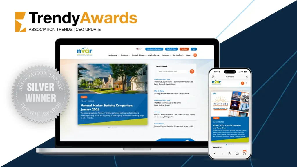 2026 Trendy Awards graphic with home screen shown on laptop and phone
